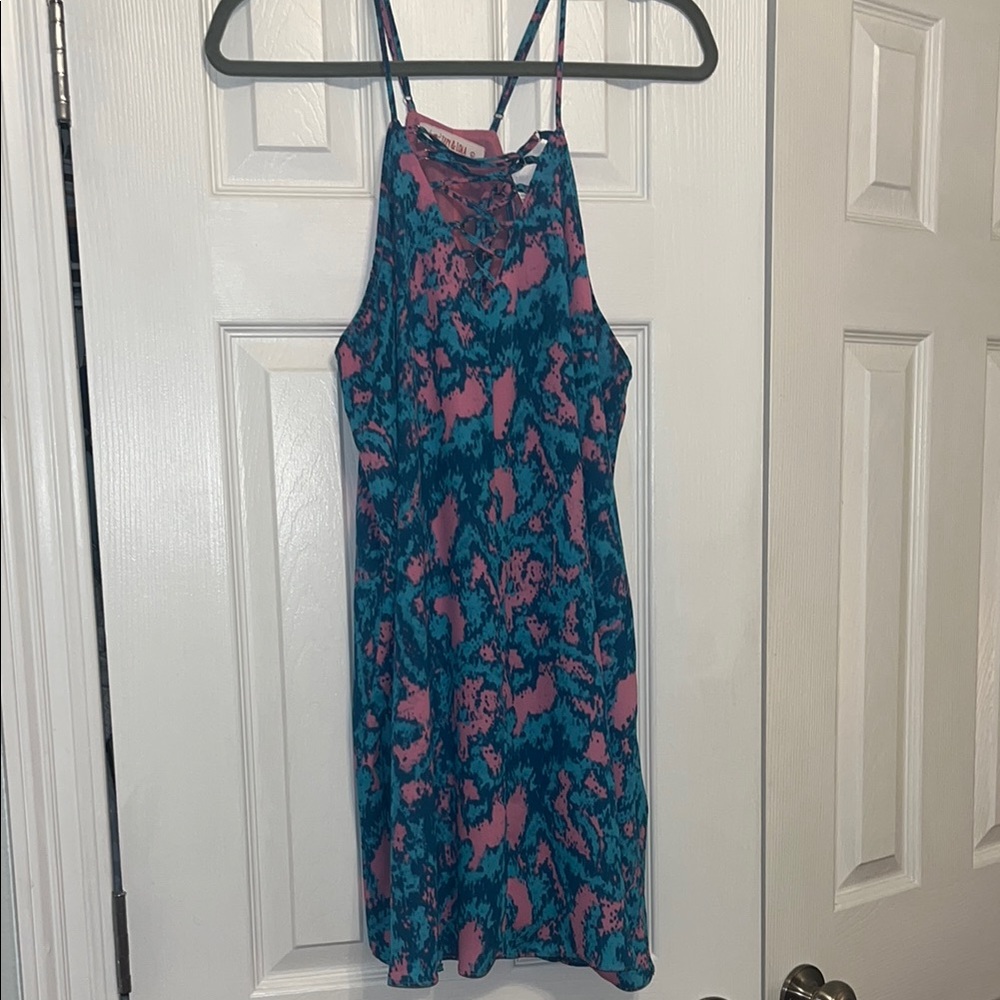 Blue and Pink Patterned Dress